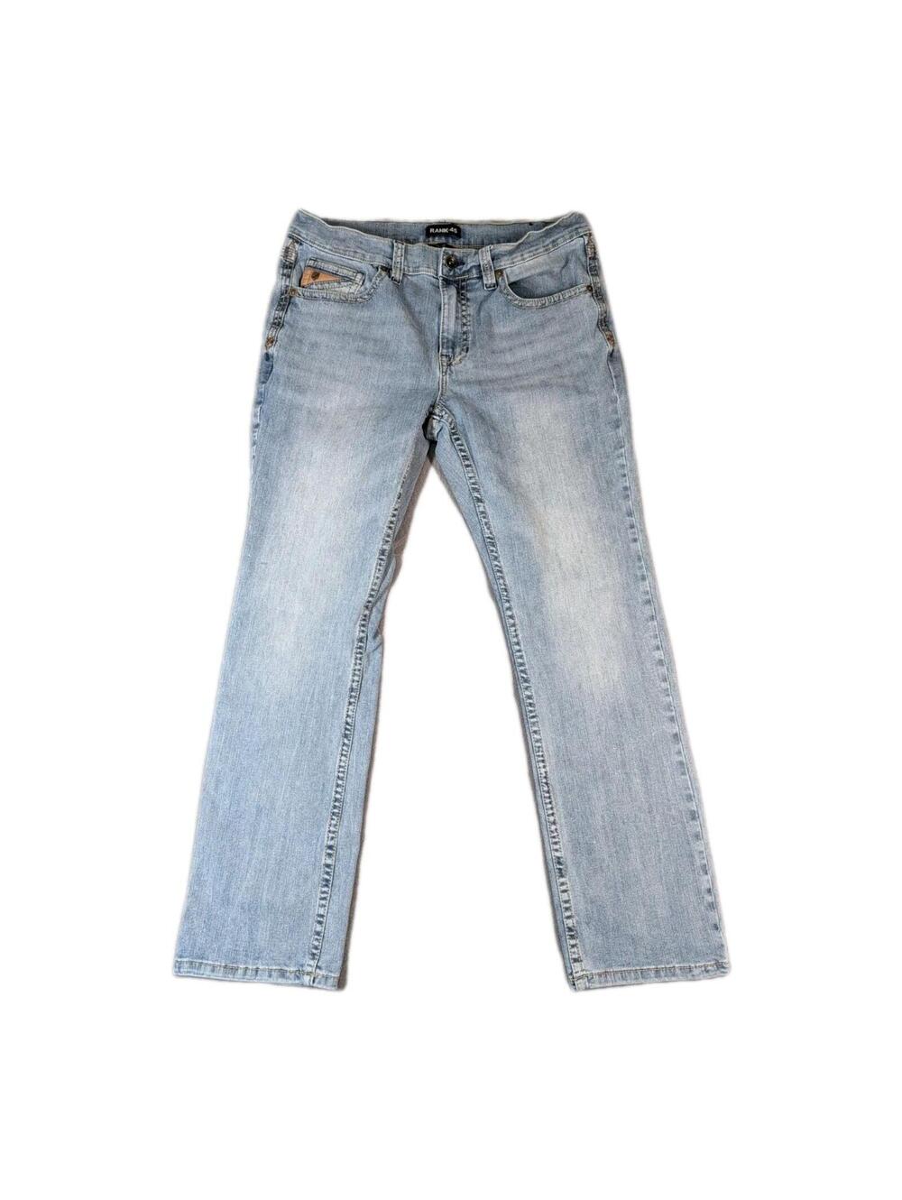 Rank 45 Mens 34x32 Light Wash Straight Leg Jeans Y2K Denim Casual Blue